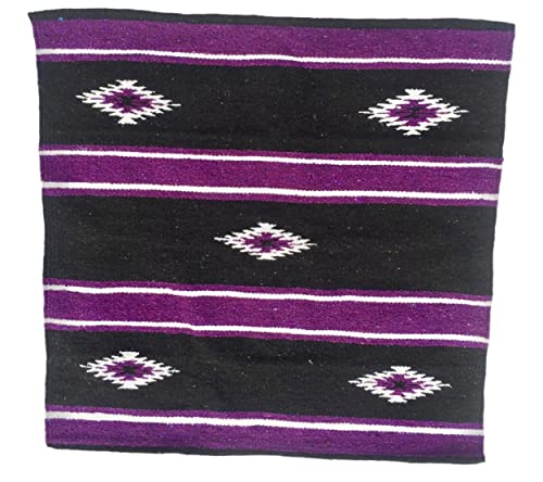 Majestic Ally 36"x 34" Navajo Design Acrylic Saddle Blanket -2.4 lbs (Purple and Black) - color: Purple and Black