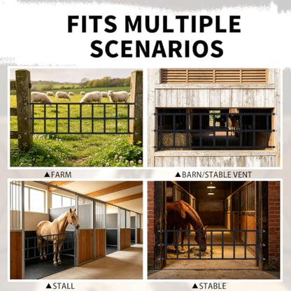 10' x 20" Stall Guards for Horses with Adjustable Straps and Hardware,Black | Horse Stall Gate with 6 Hooks and 6 Screws, for Stables, Barns, Breeding Farms, Fences to Keep Horse Securely