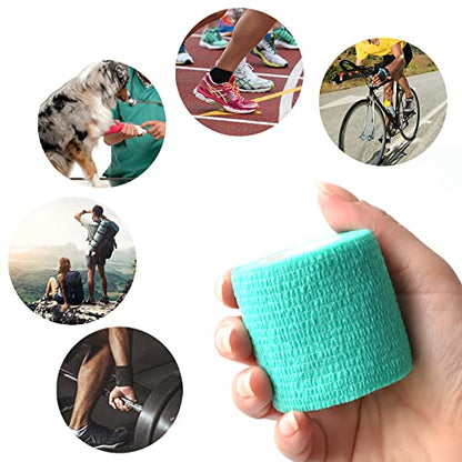 2 Inches Self Adhesive Bandage Wrap, 9 Pack, Middle Green - color: Middle Green, size: 2 Inch