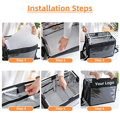 TooCust Large Insulated Food Delivery Bag with Fixed Base and Internal Frame, XL-18.1"x13.8"x13.8", Commercial Pizza Delivery Bag w/Divider, Waterproof & Foldable Catering Bag Food Deliveries, Black - color: Black, size: XL-18.1"x13.8"x13.8"