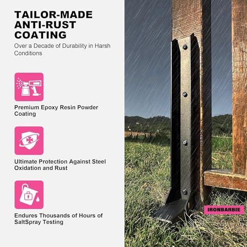 IRONBABE 33.62" Fence Post Repair Kit, Fix Leaning 4x4/6x6 Wood Post, 2Pack - size: AS1-2Pack 35.18x7.06x3.18"