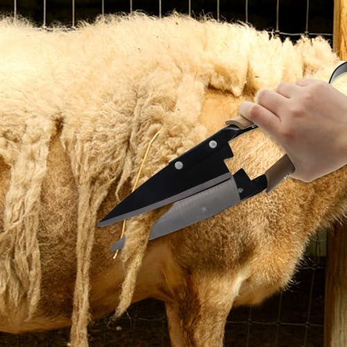Hand Wool Shearing Scissors6.1-Inch Carbon Steel Blade Wooden Handle Shears | Classic Style，Manual Livestock Grooming Shears for Sheep, Goat, Alpaca, Rabbit, Horse, Dog – One-Handed Lightweight Portable - style: Wooden handle