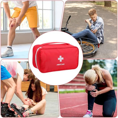 8 Pack Empty First Aid Bag, Emergency Bag Empty, First Aid Case, Portable Medical Storage Pouch for Camping Hiking Travel Home Office (Red)