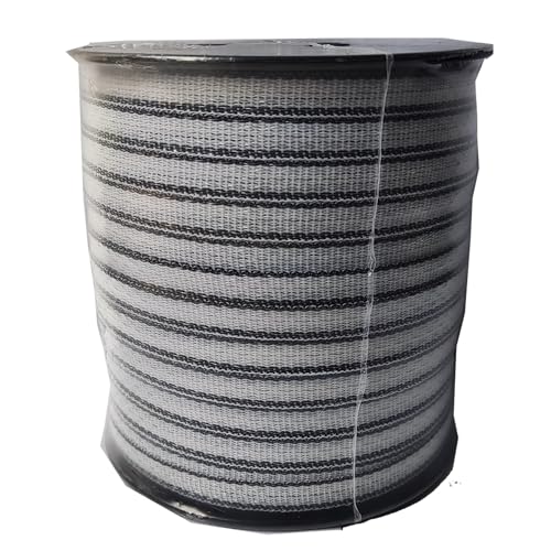 Poly Tape Electric Fence 8 Stainless Steel Conductors - 656 Feet Roll - 1 Inch White and Black Polytape for Animal Fencing Horse Farms or Ranch Electric Fence - size: 1'' x 656ft