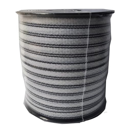 Poly Tape Electric Fence 8 Stainless Steel Conductors - 656 Feet Roll - 1 Inch White and Black Polytape for Animal Fencing Horse Farms or Ranch Electric Fence - size: 1'' x 656ft