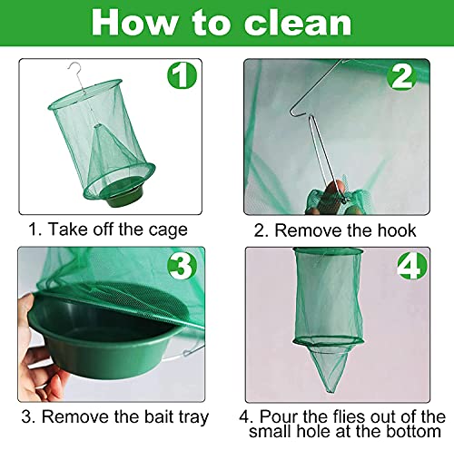 8 Pack Ranch Fly Trap, Hanging Fly Catcher, The Most Effective Trap Ever Made with Pots, Cage Catcher for Indoor and Outdoor, Family Farms, Park, Restaurants