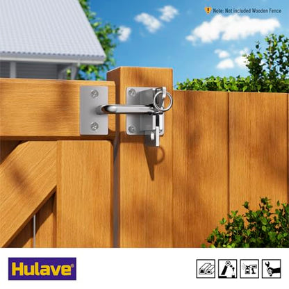 Hulave 304 Stainless Steel Fence Gate Latch, Self-Locking Gravity Gate Latch, Heavy Duty Privacy Gate Latch for Wooden Fence, Metal Gate & Vinyl Fence Gate Hardware (Silver) - color: Silver