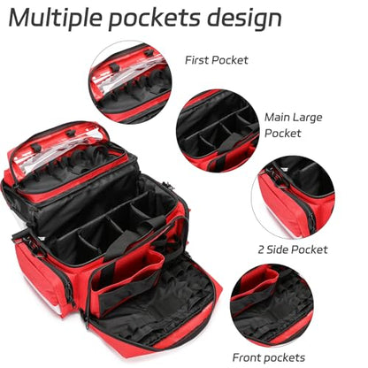 Medical Bag Empty First Responder Bag,Emergency Bag First Aid Kit Organizer,First Aid Bag with Detachable Dividers, Medical Bag for Nurses,Home Health Care, EMT