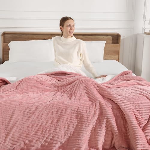 Pink Heated Blanket Full Size Electric Blanket Full 72X84 Machine Washable - color: Dusty Rose, size: Full(72"x84")