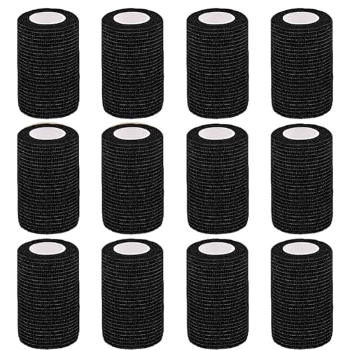 Self Adhesive Bandage Wrap, 3 Inches, 12 Pack - color: Black, size: 3 In-12Pack