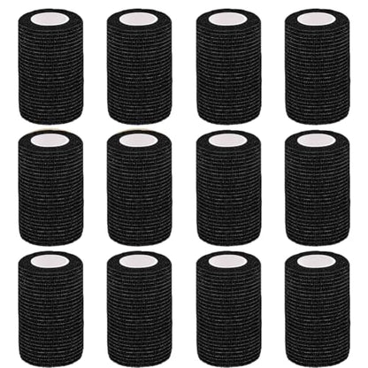 Self Adhesive Bandage Wrap, 3 Inches, 12 Pack - color: Black, size: 3 In-12Pack