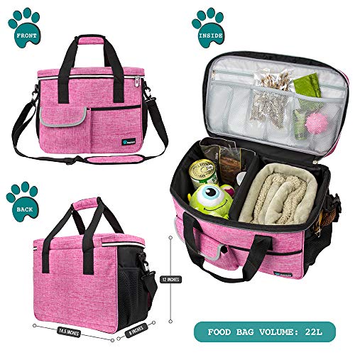 PetAmi Dog Travel Bag Organizer, Pet Supplies Tote Diaper Bag, Pink Medium - color: Pink, size: Medium - 14.5"L x 8"W x 12.0"H