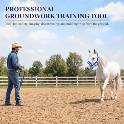 Abbylike Dually Style Horse Training Halter, Blue Bitless Pony Control Headcollar, Humane Pony Behavior Correction Tool for Leading, Training, Adjustable Equine Equipment - size: L,Warmblood