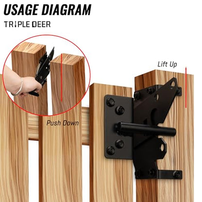 Self-Locking Fence Gate Latch Heavy Duty Post Mount Automatic Gate Hardware