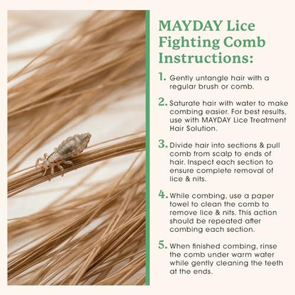 MAYDAY Lice Fighting Comb, Stainless Steel Removal Comb for Kids & Adults