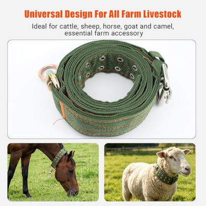 2 Pack 59 Inch Adjustable Cow Collar, Heavy-Duty 4-Layer Thickened Nylon Collar with 2-Row Metal Buckle for Cattle, Cow, Sheep, Goat, Horse, Camel, and Large Dogs, Farm Animal Neck Strap