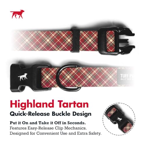 Tuff Pupper Premium Adjustable Dog Collar, Stylish Pattern Collars Designed in USA, Quick Release Buckle, Highland Tartan Small (0.7 Inch Wide x 8-12 Inch Neck) - color: Highland Tartan, size: Small