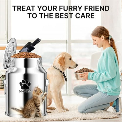 35LBS Stainless Steel Dog Food Storage Container,Large Metal Dog Food Storage Container