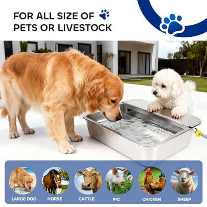 Automatic Dog Water Bowl Dispenser, 3 Gallon/11.6L Pet Water Dispenser for Cats and Large Dogs, 304 Stainless Steel Self Filling Auto Dog Water Feeder Outdoor Chicken Waterer for Livestock