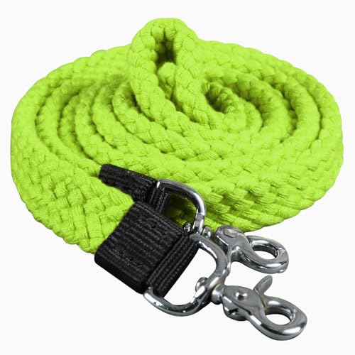 HILASON Braided Flat Cotton Roping Rein Trigger 1" X 7Ft | Horse Racing Barrel Gifts - color: Lime Green