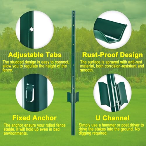 Fence Posts 5FT, 10pcs Heavy Duty Garden Stakes (Patchwork Style) - size: 5 Feet