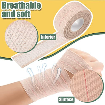 Nuanchu 2 Rolls Adhesive Elastic Tape Bandage Wrap, 1 Inch Wide, Apricot - color: Beige, size: 1 Inch Wide