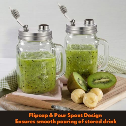Baderke 4 Pcs 2.76 Inch Stainless Steel Mason Jar Drinking Lids with Spout - color: Pouring Spout, size: 2.76 Inch