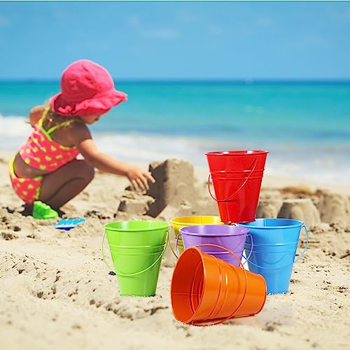 Sadnyy 12 Pack 4.5 X 5 inch Rainbow Metal Buckets - color: Rainbow Color, size: 4.5 x 5 in