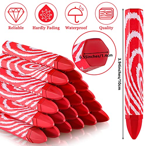 Tudomro 24 Pcs Lumber Crayons Bulk Wax Tire Marker Wood Metal Glass Red - color: Red
