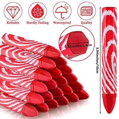 Tudomro 24 Pcs Lumber Crayons Bulk Wax Tire Marker Wood Metal Glass Red - color: Red