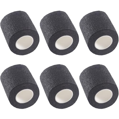 IndigoCase 6 Pack Self Adhesive Bandage Wrap 2 Inch x 5 yd Elastic Tape - color: Black, size: 2 Inch - 6 Pack