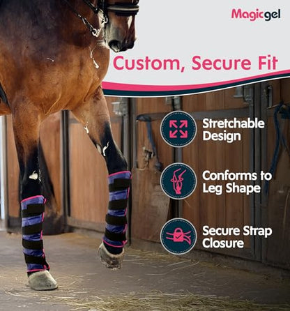 Magic Gel Horse Ice Pack with Carry Case - Twin Ice Boots | Cooling Horse Leg Wraps for Hock, Ankle, Knee, Legs, Boots, and Hooves | Horse Tack, Horse Supplies & Horse Gift Ideas for Horse Lovers