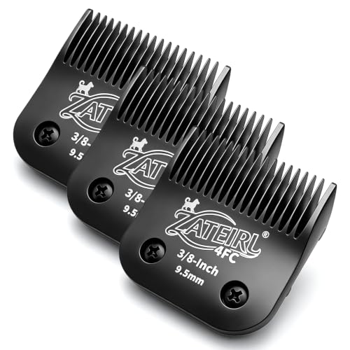 Size 4FC Detachable Pet Grooming Clipper Blade with Steel Cutter, 3/8 Inch (9.5 mm) Cut Length, Black, Compatible with Andis, Oster A5, Wahl KM10, 3 Pack - color: Black, size: 4FC 9.5mm - 3 Pack