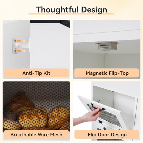 Verano Garden 31.5" Large Potato and Onion Storage Bin on Wheels, Bread Box - color: White, size: 31.5"