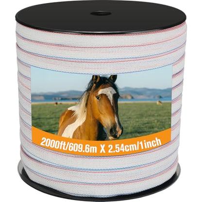1 Roll 1 Inch x 2000 ft Electric Fence Tape Polytape - color: White, size: 1 Inch X 2000 ft