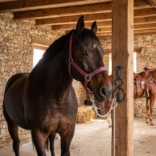 3 Sets Horse Tie Ring, Tie Ring for Horses, Carbon Steel Horse Safety Tie Ring with Eye Bolts and Snaps, Heavy Duty Horse Tack and Supplies for Training, Grooming, Stables (Black)