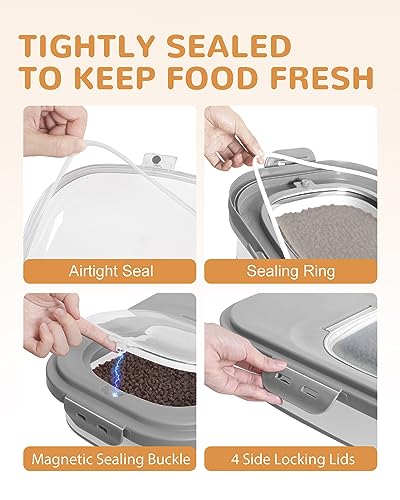 20-23 Lbs Dog Food Storage Container,Collapsible Dog Food Container - color: Grey