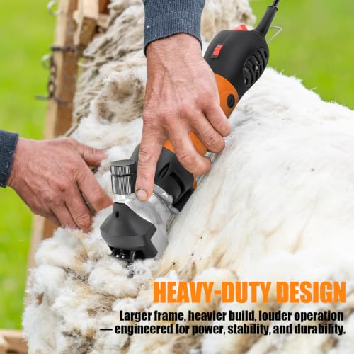 TAKEKIT Sheep Shears, 500W Professional Heavy Duty Sheep Clippers for Grooming, 6 Speeds Electric Animal Shearing Clippers for Alpacas Llamas Lambs and Large Livestock with Thick Coats - color: Yellow