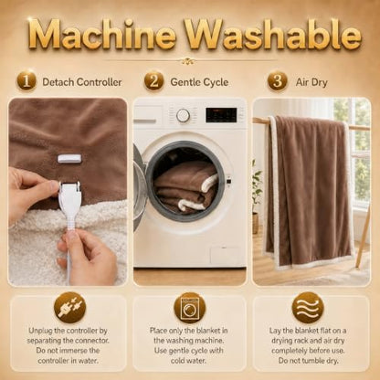 Heated Blanket Electric Blanket Full Size 72''x84'' with 9 Heating Levels, 1-10 Hour Auto Shut Off, Machine Washable, Flannel & Sherpa Soft Warming Blanket for Couch, Bed, Office - Brown - color: 06-brown, size: 72''x84''(Full)