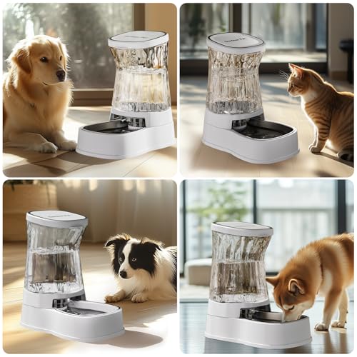 Automatic Dog Water Dispenser, Stainless Steel Bowls Feeder, 100% BPA-Free - color: White, size: 2.1 Gallon