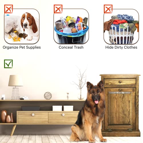 Peaceful Classics Wooden Tilt Out Trash Cabinet with Drawer, Special Walnut - color: Special Walnut, style: With Drawer
