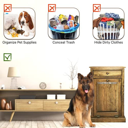 Peaceful Classics Wooden Tilt Out Trash Cabinet with Drawer, Special Walnut - color: Special Walnut, style: With Drawer