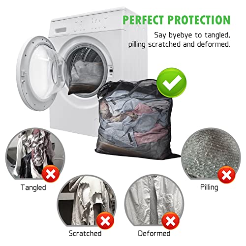 2 Pack Mesh Laundry Bags 24 x 32 inch Laundry Garment Bag Mesh Large Lingerie Wash Bags Zippered Garment Washing Net for Underwear Hosiery Blouse Sweater Dress Don't Drying, Melting 140-176℉ | Reusable Laundry Bag Mesh Lingerie Wash Bags Zippered for Unde