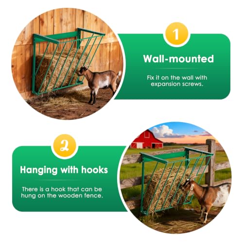 Metal Livestock Hay Feeder, Goat Hay Rack, Wall Mountable&Hangable