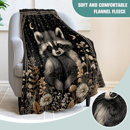 Jekeno Raccoon Gifts Blanket Celestial Starry Moon Throw Blanket - color: Raccoon, size: 50x60 Inch