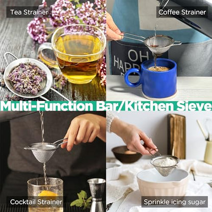 Homestia 2 Pack Stainless Steel Fine Mesh Strainer, Sieve Sifter For Tea - color: Silver, size: 2PCS
