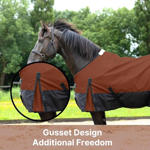 Resistance 1200 Denier Lightweight No Fill Water Resistant Breathable Horse Rain Sheet - color: Dark Brown, size: 76
