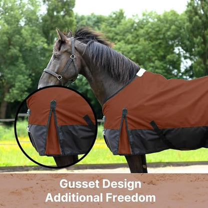 Resistance 1200 Denier Lightweight No Fill Water Resistant Breathable Horse Rain Sheet - color: Dark Brown, size: 76