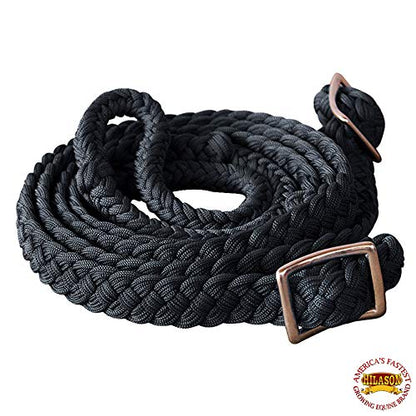 HILASON Braided Poly Barrel Horse Racing Reins Flat Grip Knots 1" X 8Ft | Rein Gifts - color: Black