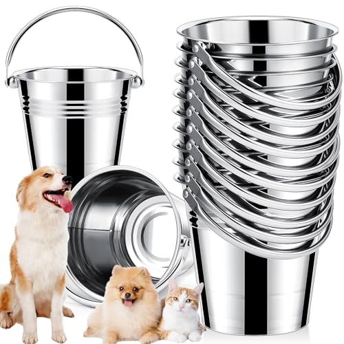 Hicarer 10 Pack 1.5 Quart Stainless Steel Dog Water Buckets, Metal Pails - size: 1.5 Quart